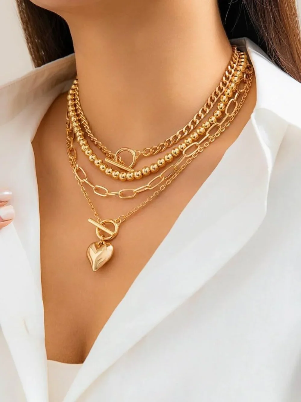 Layered Necklace for Women Non Tarnish Chunky Necklace Stack for Women Paperclip - Picture 4 of 9